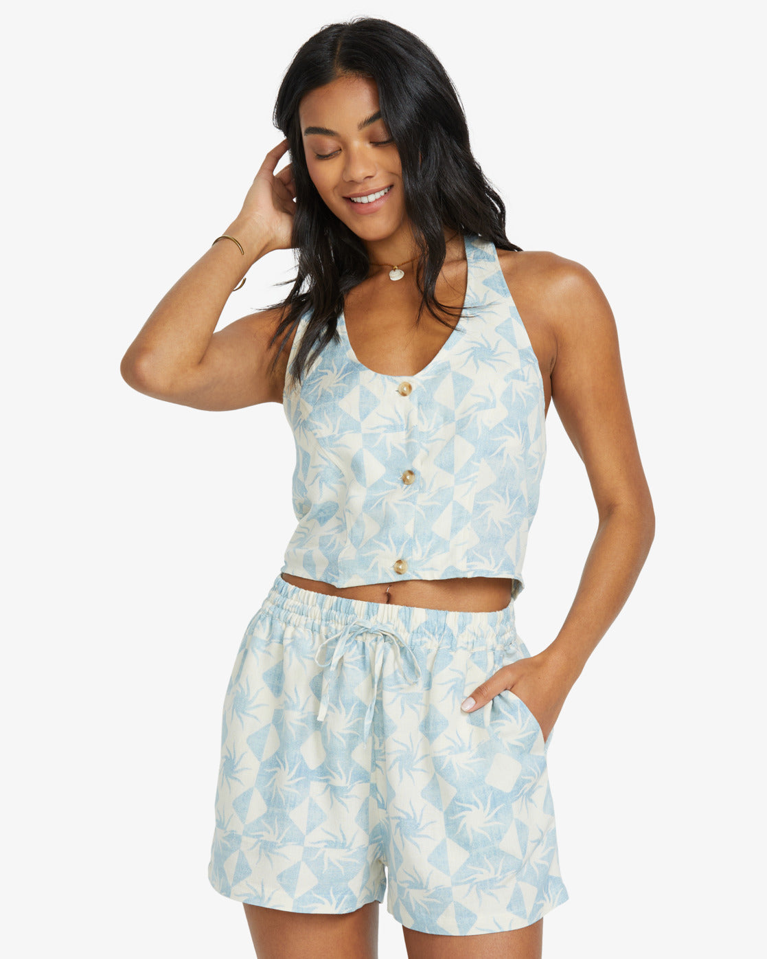 Billabong Womens Sunflower Elastic Waist Shorts - Powder Blue - ManGo Surfing