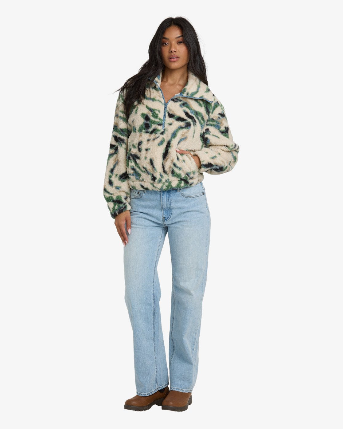 Billabong Womens Barra Half Zip Fleece - Whitecap