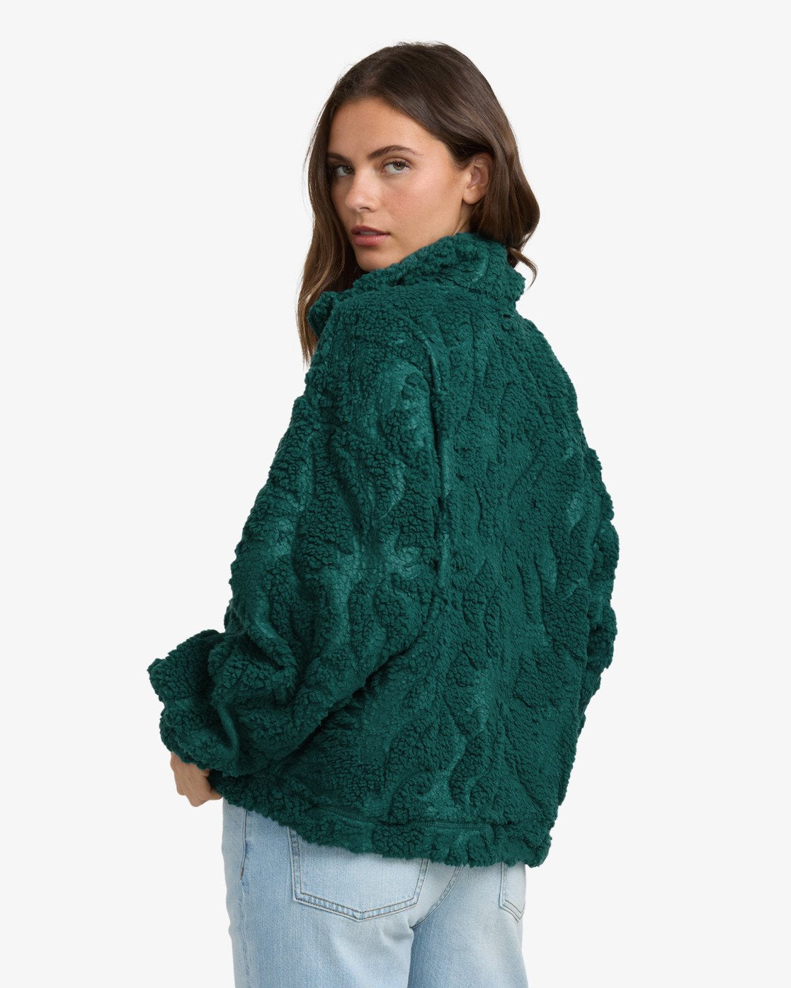 Billabong Womens All The Time Sherpa Half Zip Fleece - Spruce Green