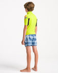 C-Skins Kids NuWave Rash X Junior Short Sleeve Vest - Lime/Anthracite/Multi - ManGo Surfing