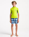 C-Skins Kids NuWave Rash X Junior Short Sleeve Vest - Lime/Anthracite/Multi - ManGo Surfing