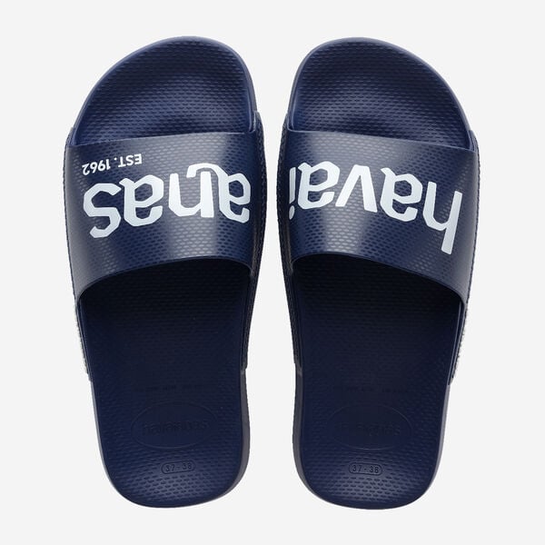 Havaianas Slide Classic Logomania Sandals - Navy Blue/Navy Blue - ManGo Surfing