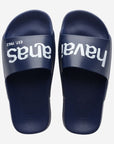 Havaianas Slide Classic Logomania Sandals - Navy Blue/Navy Blue - ManGo Surfing