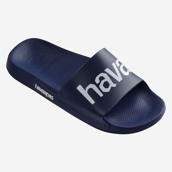 Havaianas Slide Classic Logomania Sandals - Navy Blue/Navy Blue - ManGo Surfing