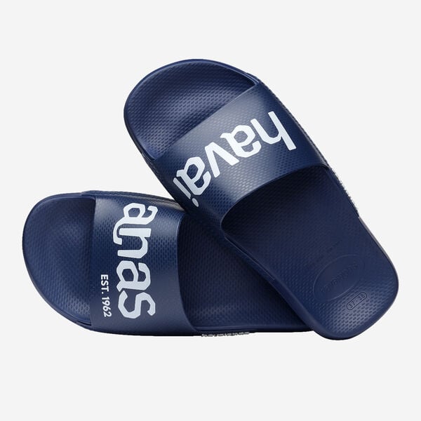 Havaianas Slide Classic Logomania Sandals - Navy Blue/Navy Blue - ManGo Surfing