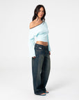 Rusty Womens Yuno Reverse Long Sleeve Slouch Top - Powder Aqua