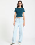 Volcom Womens Weellow II Denim Trousers - Bleached Aqua - ManGo Surfing