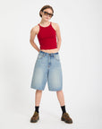 Volcom Womens Beeggy Denim Shorts - Dusty Blue Wash