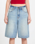Volcom Womens Beeggy Denim Shorts - Dusty Blue Wash