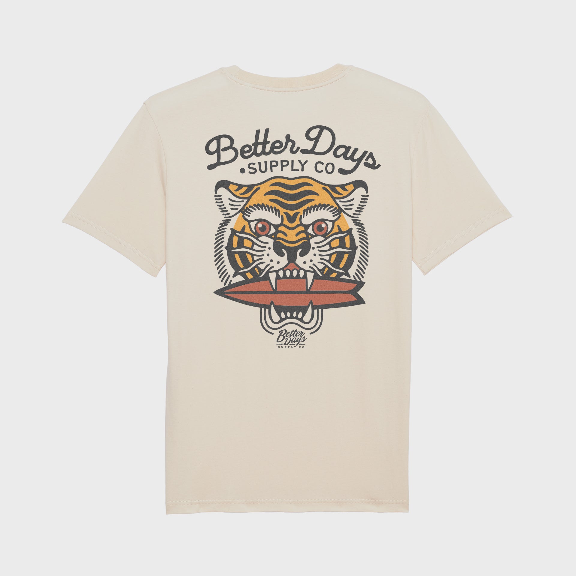 Better Days Tiger Bite Unisex T-Shirt - Natural - ManGo Surfing