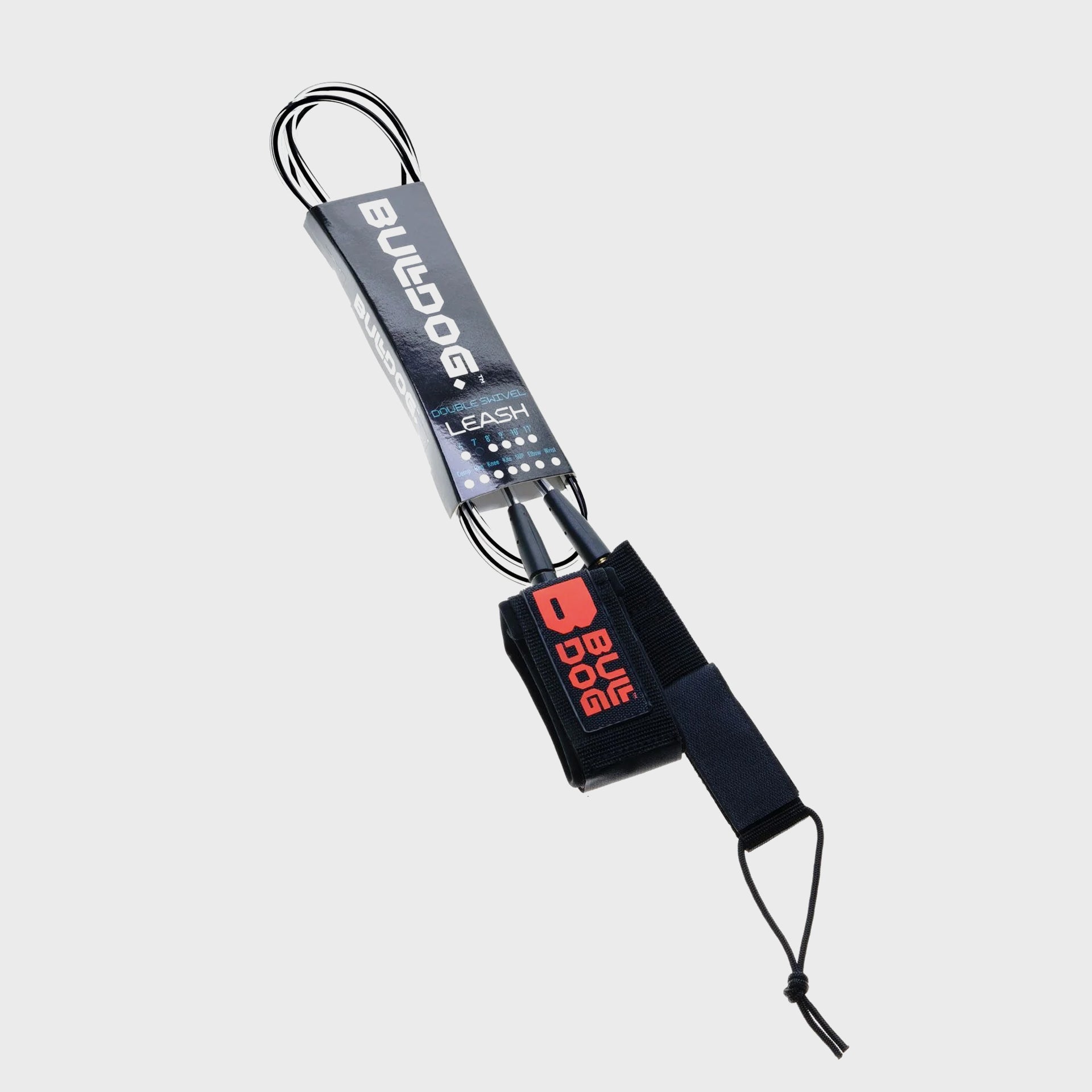 Bulldog Double Swivel Ankle Leash - 6'0 - Black/Crimson Red - ManGo Surfing