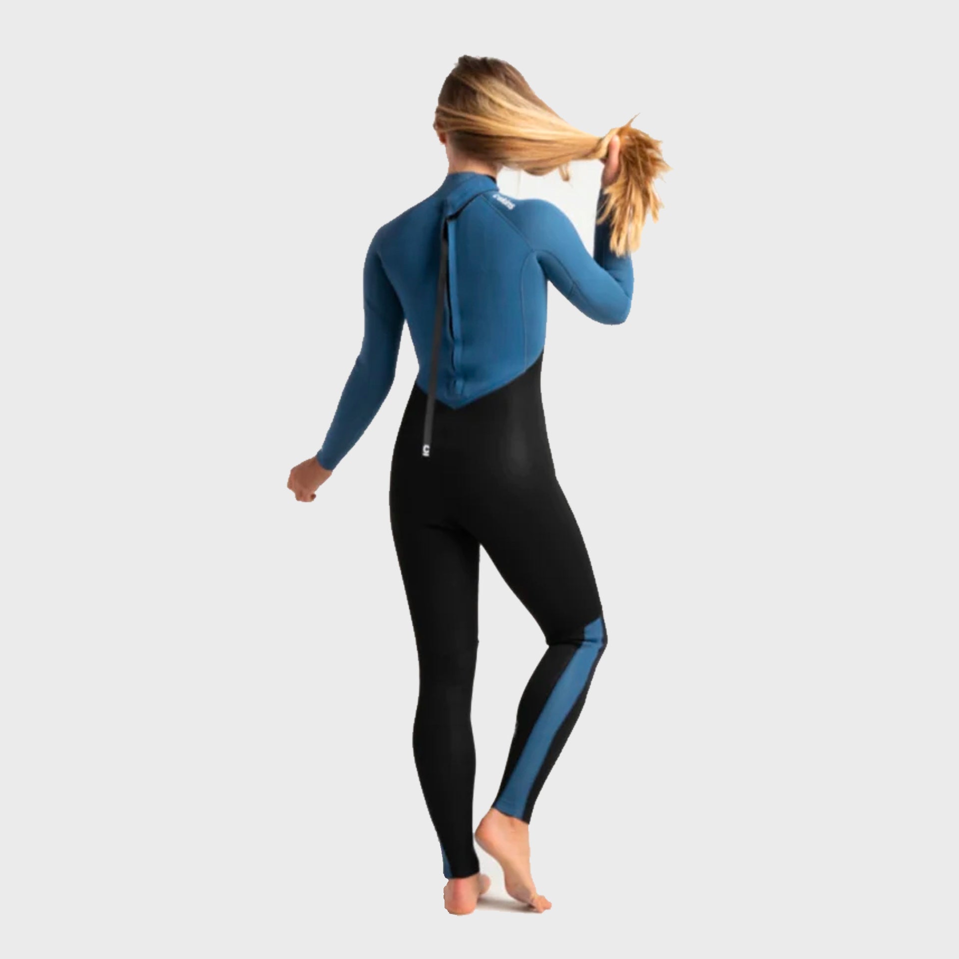 C-Skins Surflite 3/2 Womens Back Zip Steamer Wetsuit - Black Cascade/Blue/White - ManGo Surfing