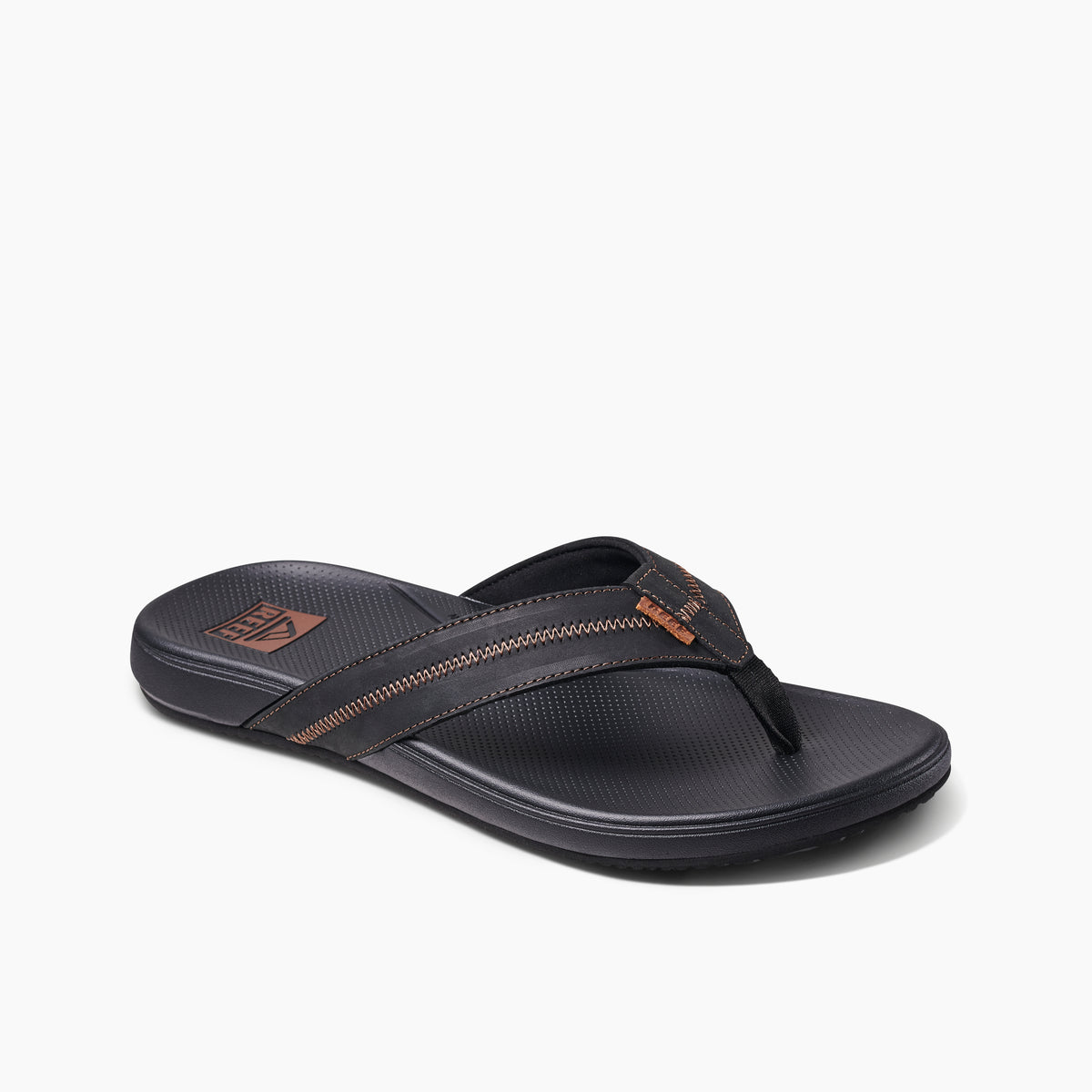 Reef Mens Cushion Phantom 2.0 Leather Flip Flops - Black/Coffee - ManGo Surfing