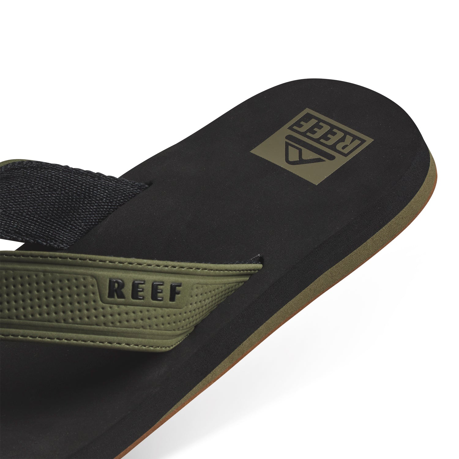 Reef Mens The Layback Flip Flops - Black/Olive - ManGo Surfing