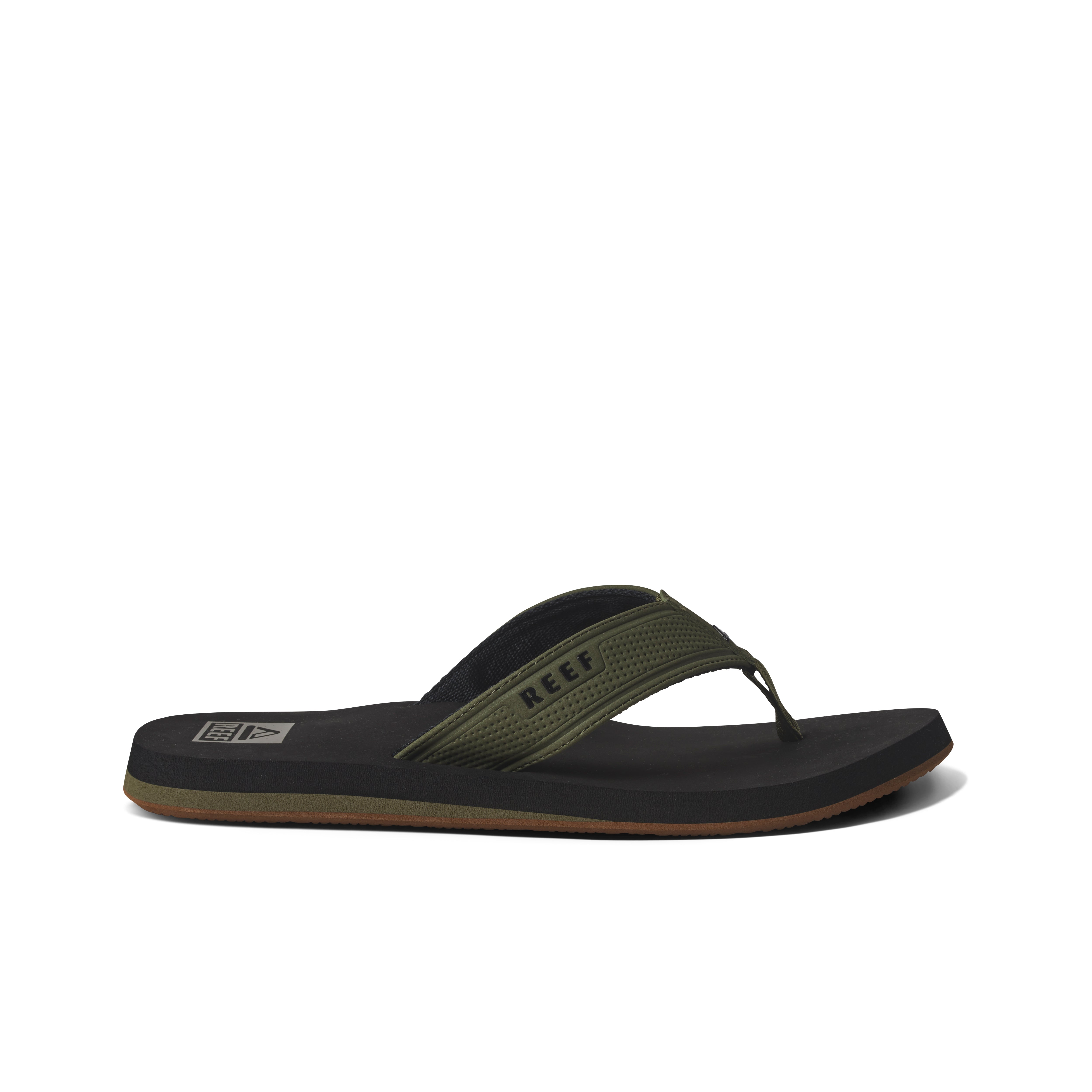 Reef Mens The Layback Flip Flops - Black/Olive - ManGo Surfing