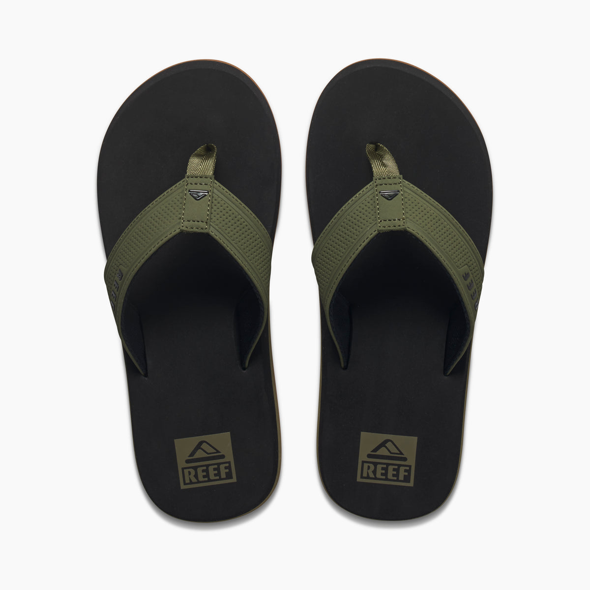 Reef Mens The Layback Flip Flops - Black/Olive - ManGo Surfing