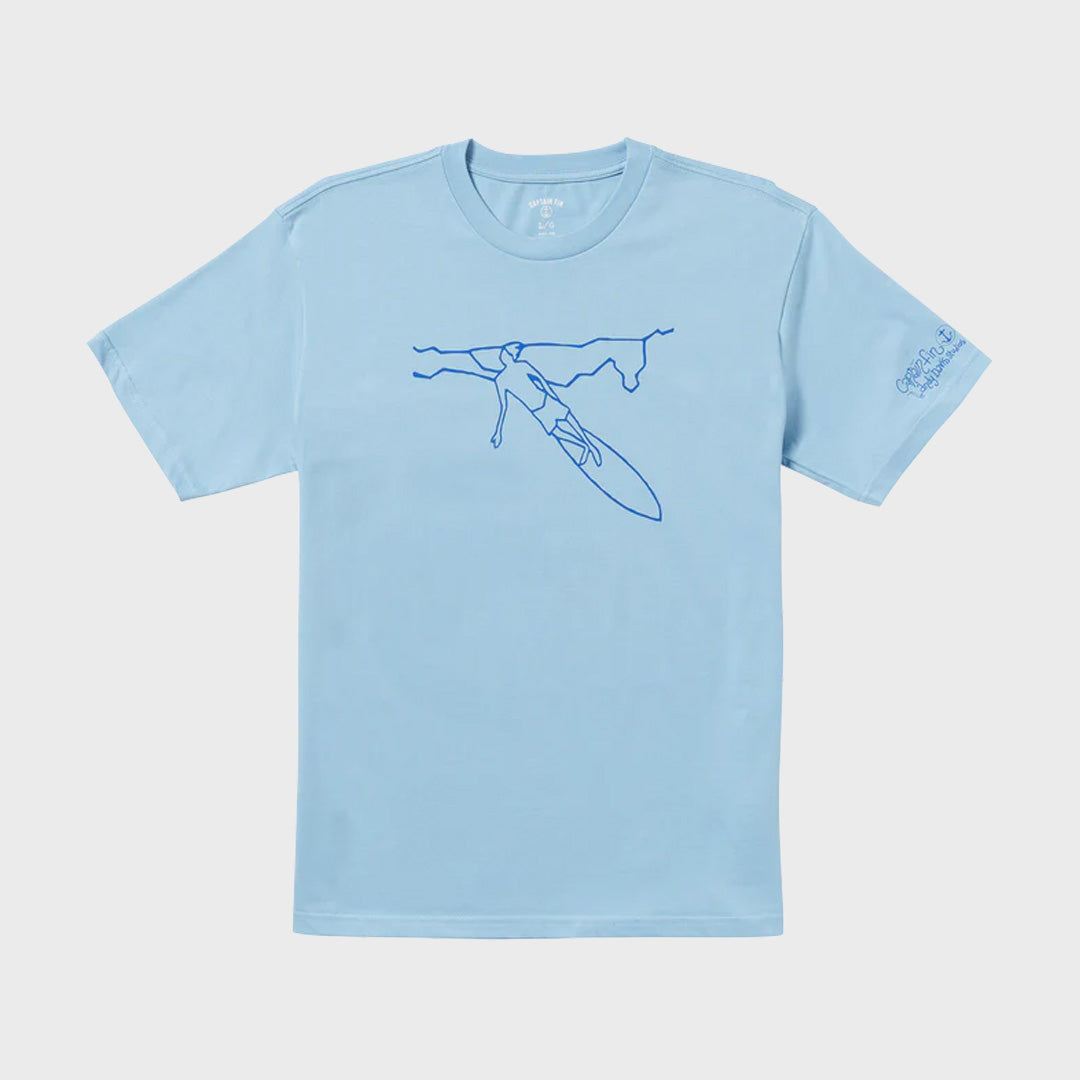 Captain Fin Mens Ads Illustration T-Shirt - Coastal Blue - ManGo Surfing