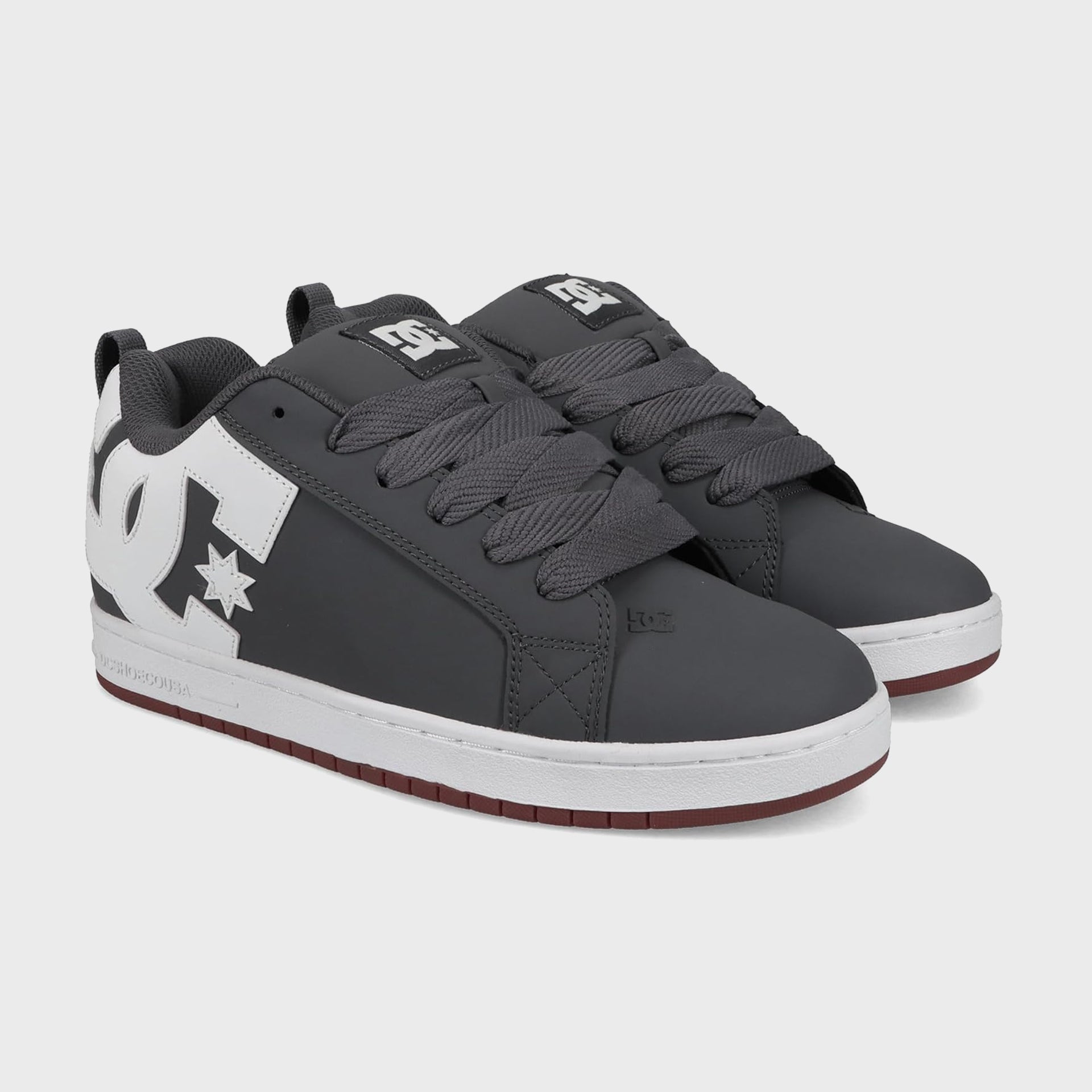 DC Shoes Mens Court Graffik Leather Shoes - Grey/White