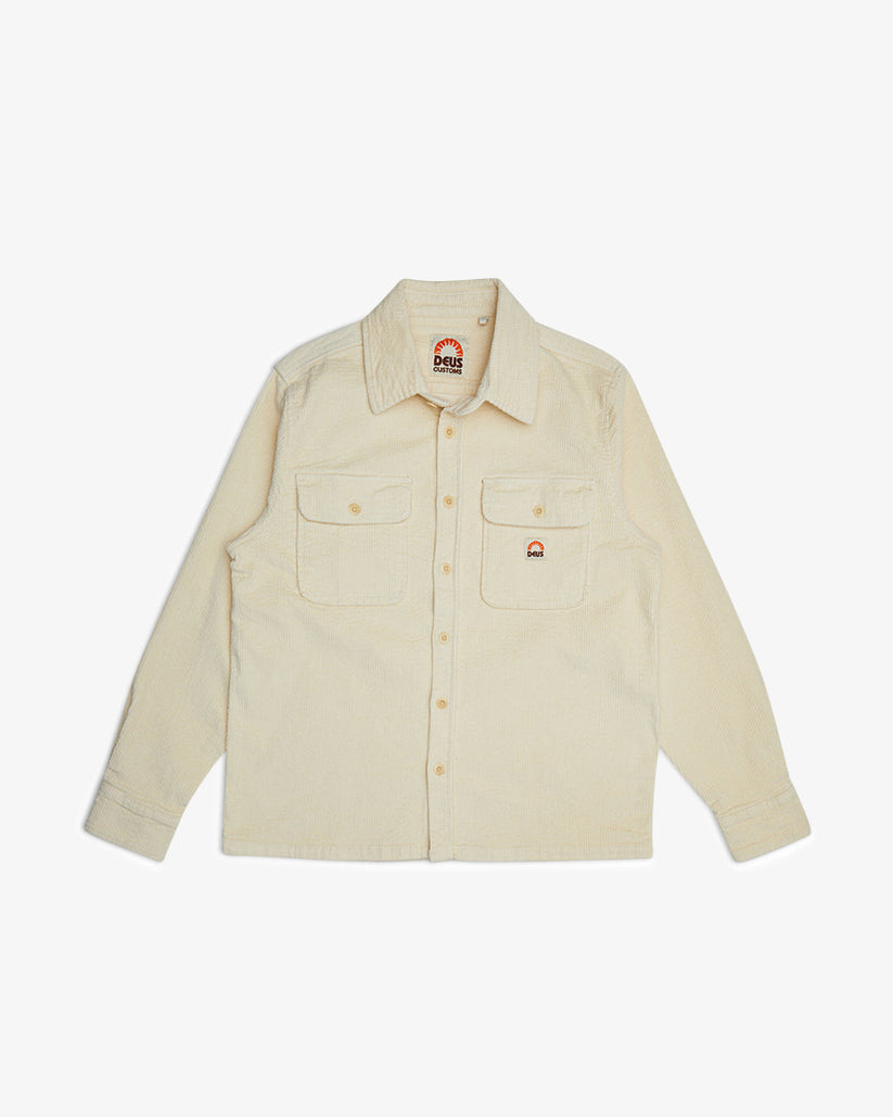 Deus Mens Vacay Cord Shirt - Dirty White - ManGo Surfing