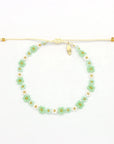 Pineapple Island Mohala Flower Beaded Anklet - Green
