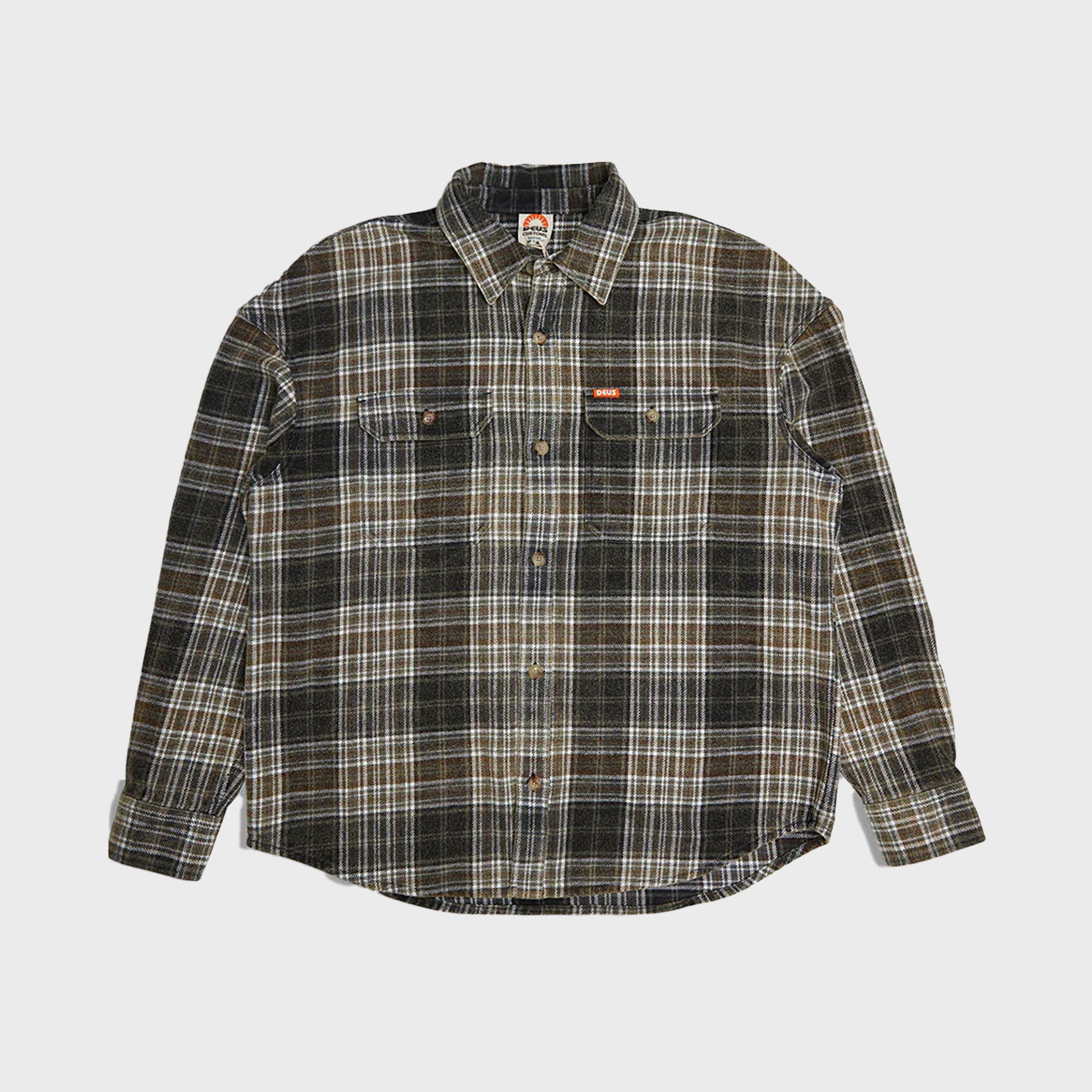 Deus Mens Vacay Check Shirt - Grey Check - ManGo Surfing