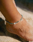 Pineapple Island Giada Cinta Pearl Beaded Surf Anklet - Pink/White/Gold