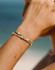 Pineapple Island Giada Cinta Pearl Beaded Surf Bracelet - Blue/Green/Gold