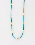Pineapple Island Giada Cinta Pearl Beaded Surf Necklace - Blue/Green/Gold