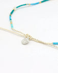 Pineapple Island Giada Cinta Pearl Beaded Surf Necklace - Blue/Green/Gold