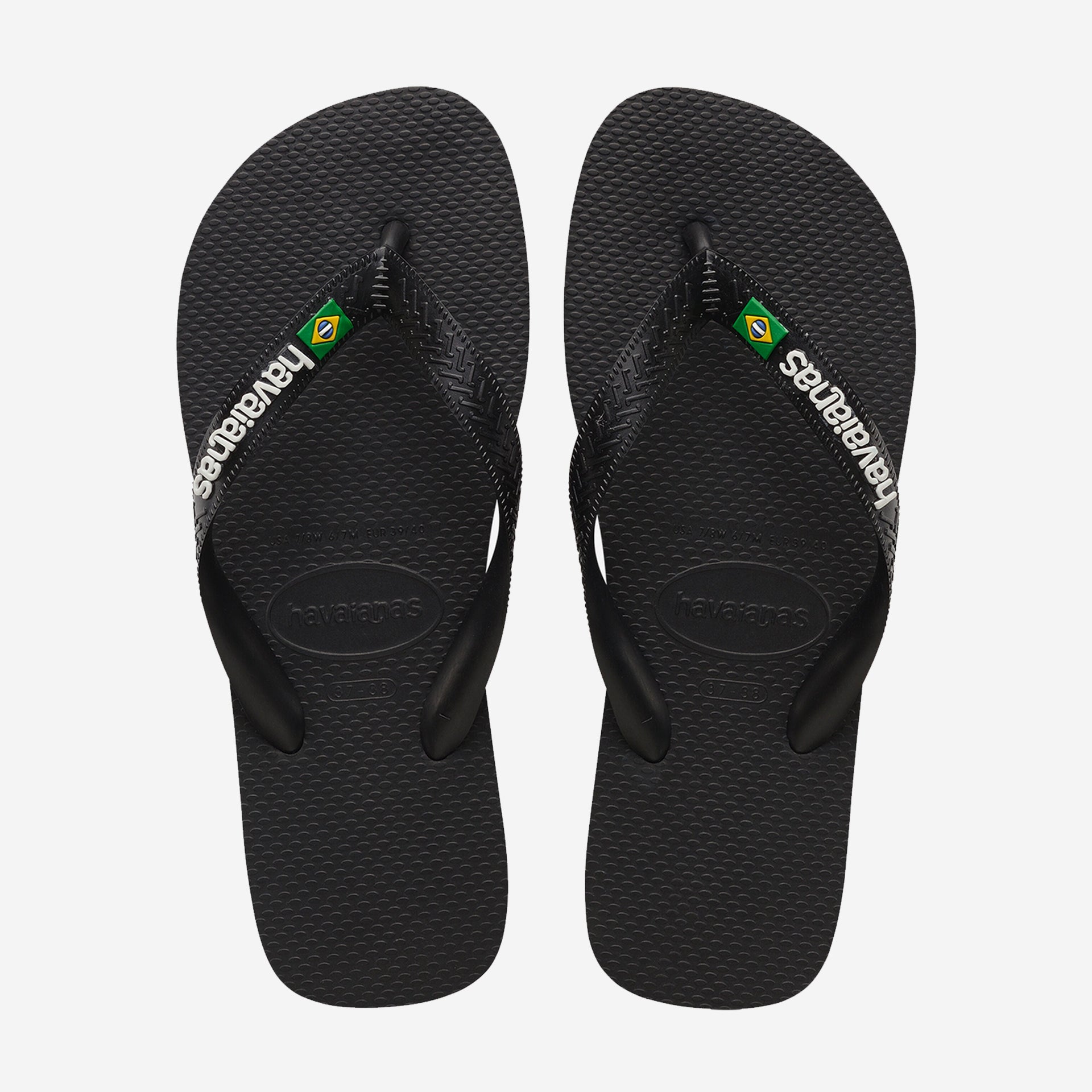 Havaianas Brasil Logo Kids Flip Flops - Black/Black - ManGo Surfing
