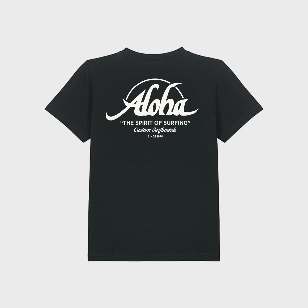 Aloha Kids Custom Surfboard T-Shirt - Black - ManGo Surfing