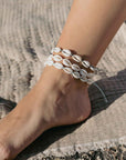 Pineapple Island Livadi Cowrie Shell Surf Anklet - Cream