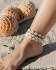 Pineapple Island Livadi Cowrie Shell Surf Anklet - Cream