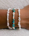 Pineapple Island Love is Here Natural Stone, Pearl & Shell Bracelet - White/Beige