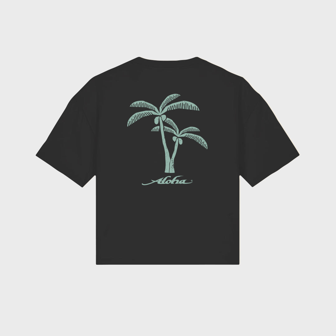 Aloha Womens Palm Tree T-Shirt - Black - ManGo Surfing