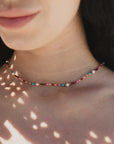 Pineapple Island Merah Dainty Beaded Necklace - Pink/Brown/Multi
