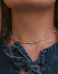 Pineapple Island Surya Golden Hour Beaded Necklace - Pink/White/Gold