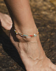 Pineapple Island Berpesta Colourful Golden Hour Beaded Anklet - Gold/Multi