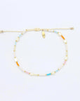 Pineapple Island Horison Golden Hour Beaded Anklet - Pastel/White