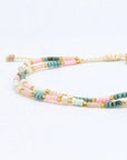 Pineapple Island Kemboja Pastel Endless Summer Anklet - Pink/Turquoise/White