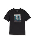 Black Volcom t-shirt with a logo on a white background