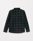 Green and black checkered shirt on a white background