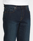 Dark blue jeans on a white background
