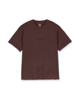 Brown t-shirt with a logo on a white background