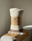 Weavico - Turkish Throw Blanket 100% Cotton - Beige/Brown