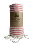 Weavico - Stripe Turkish Beach Towel - 100% Cotton - Orange