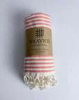 Weavico - Stripe Turkish Beach Towel - 100% Cotton - Orange