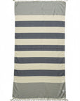 Weavico - Stripe Turkish Beach Towel - 100% Cotton - Navy