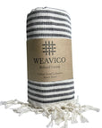 Weavico - Stripe Turkish Beach Towel - 100% Cotton - Black