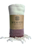 Weavico - Diamond Turkish Beach Towel - 100% Cotton - Maroon